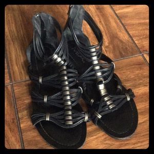 Black sandals with silver detail